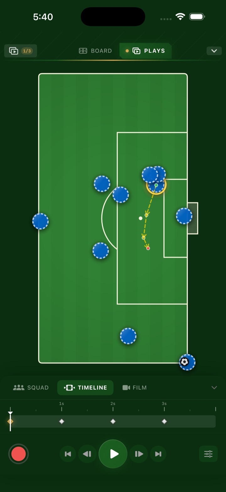 An animated play with a keyframe timeline in TouchLine